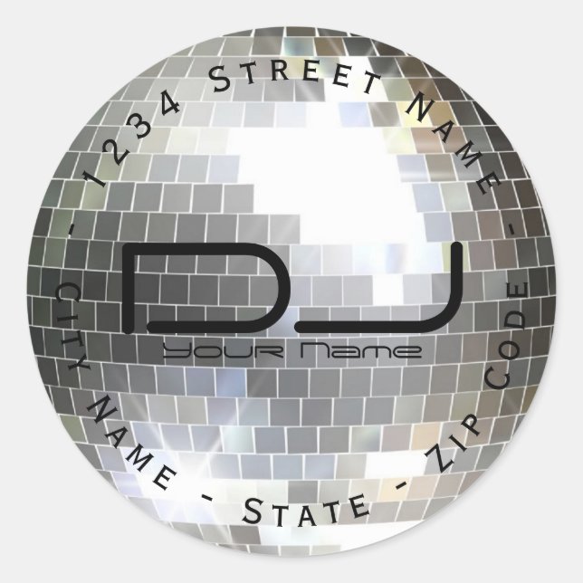 Étiquette d'adresse de retour de la balle disco ci (Devant)