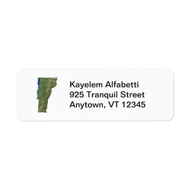 Étiquette d'adresse de retour de la carte Vermont (Devant)
