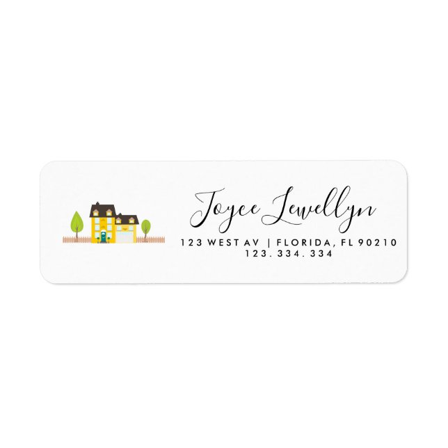 étiquette d'adresse de retour de la maison jaune (Devant)
