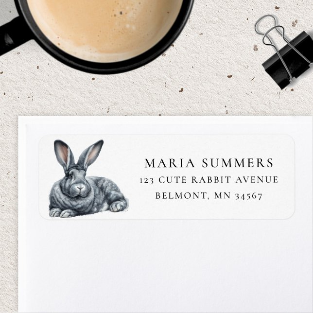 Étiquette d'adresse de retour de lapin géant flama (Créateur téléchargé)