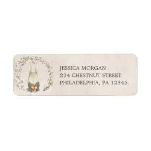 Étiquette d'adresse de retour de lapin vintage