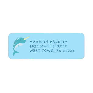 Étiquette d'adresse de retour de l'enfant Narwhal