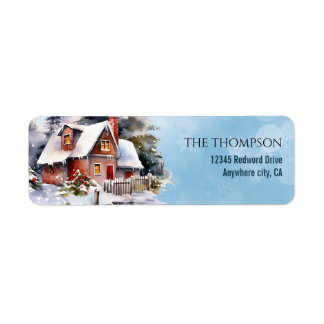 Étiquette d'adresse de retour de maison rustique e