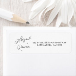Étiquette d'adresse de retour de mariage à script