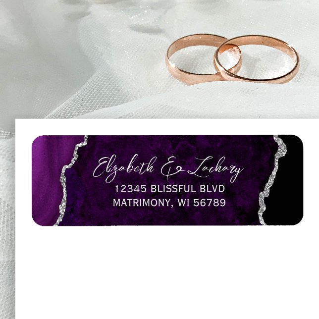 Étiquette d'adresse de retour de mariage argent Ag (Créateur téléchargé)