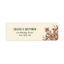 Étiquette d'adresse de retour de mariage avec des