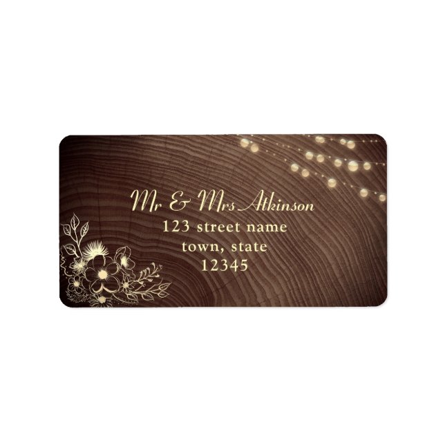 Étiquette d'adresse de retour de mariage avec guir (Devant)