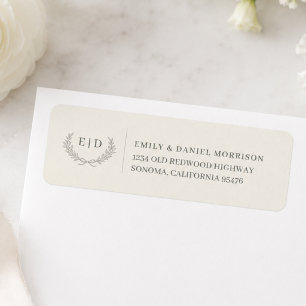 Étiquette d'adresse de retour de mariage avec mono
