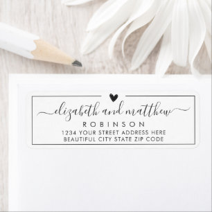 Étiquette d'adresse de retour de mariage chic écri