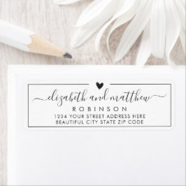 Étiquette d'adresse de retour de mariage chic et é