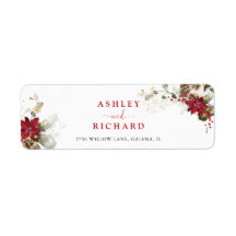 Étiquette d'adresse de retour de mariage de Noël à