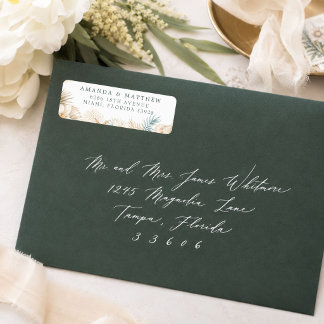 Étiquette d'adresse de retour de mariage élégant s