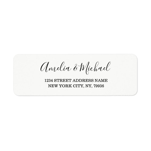 Étiquette d'adresse de retour de mariage élégante  (Devant)