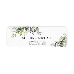 Étiquette d'adresse de retour de mariage Eucalyptu