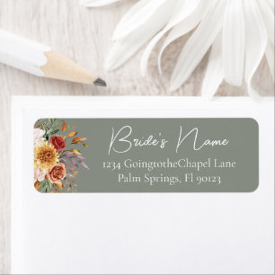 Étiquette d'adresse de retour de mariage floral au