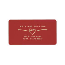 Étiquette d'adresse de retour de mariage rouge sim