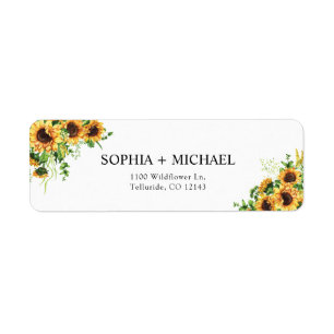 Étiquette d'adresse de retour de mariage Tournesol
