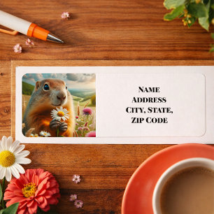 Étiquette d'adresse de retour de marmotte mignonne
