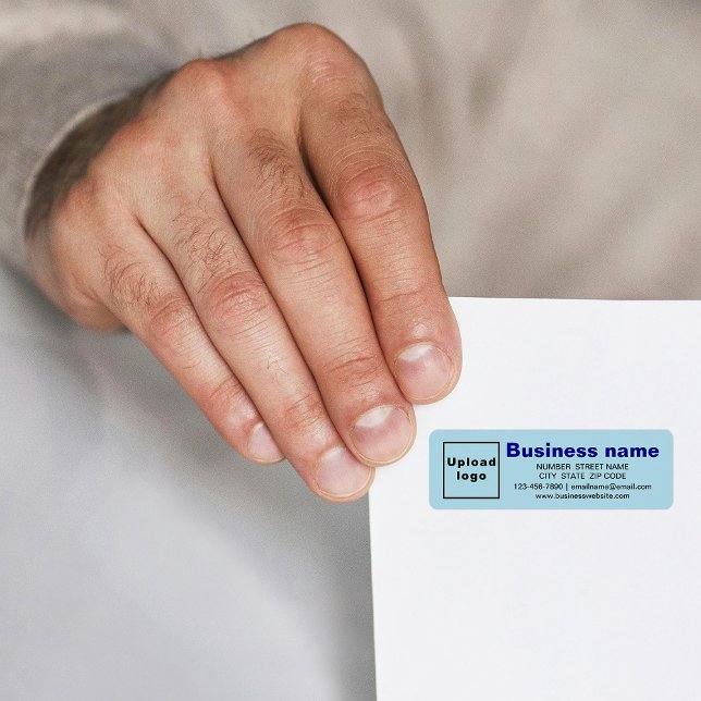 Étiquette d'adresse de retour de marque commercial (Light blue return address label with your business brand)