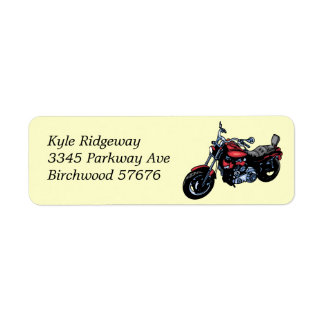 Étiquette d'adresse de retour de moto rouge