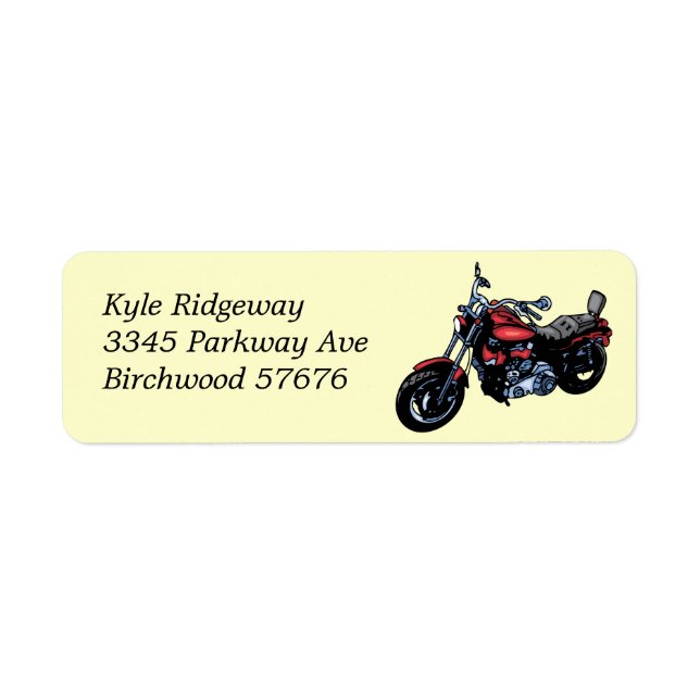 Étiquette d'adresse de retour de moto rouge (Devant)