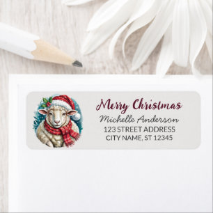 Étiquette d'adresse de retour de mouton de Noël jo