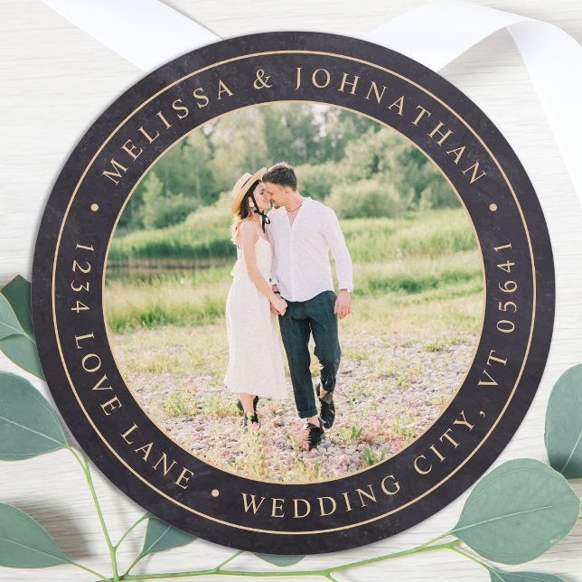 Étiquette d'adresse de retour de photo Rustic Chal (Créateur téléchargé)