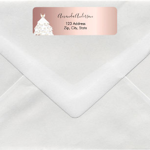 Étiquette d'adresse de retour de robe blanche en o
