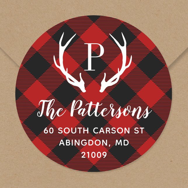 Étiquette d'adresse de retour de Rustic Antler (Créateur téléchargé)
