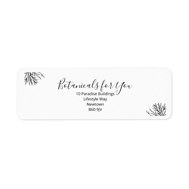 Étiquette d'adresse de retour de script botanique  (Devant)