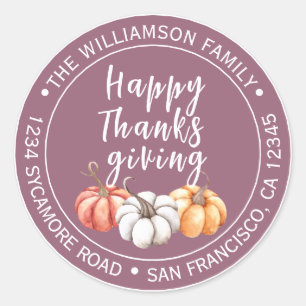 Étiquette d'adresse de retour de Thanksgiving Mell