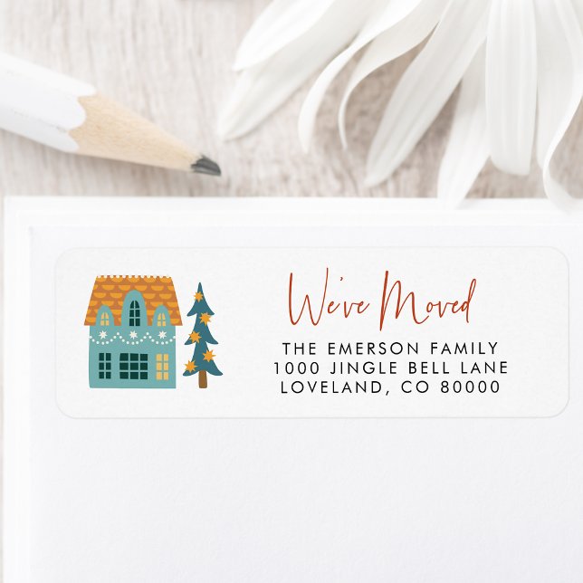 Étiquette d'adresse de retour déplacée (We've Moved Chic Vintage Holiday Personalized Return Address Label by Painted Paperie
)
