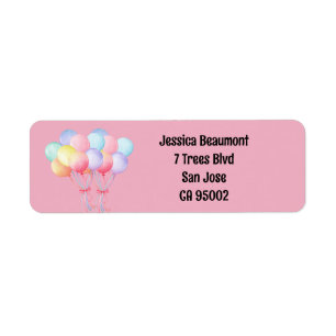 Étiquette d'adresse de retour des ballons mignons