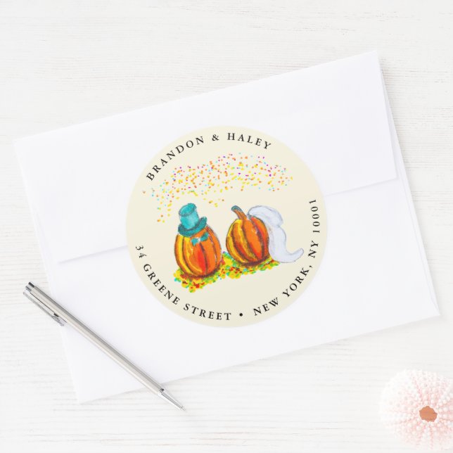 Étiquette d'adresse de retour des Citrouilles mari (Enveloppe)
