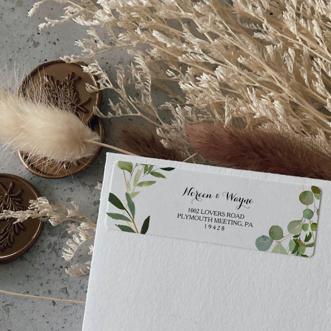 Étiquette d'adresse de retour des Feuilles verts t (Créateur téléchargé)