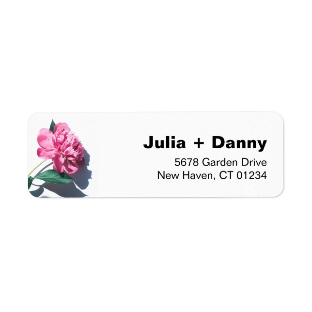 Étiquette d'adresse de retour des fleurs de pivoin (Devant)