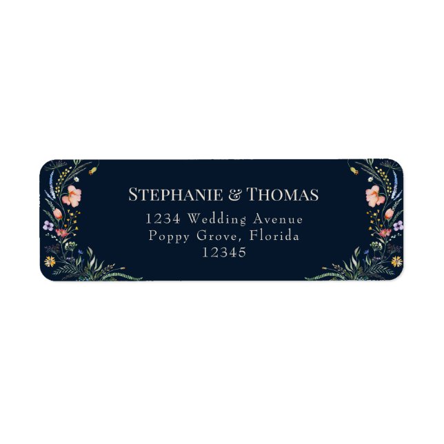 Étiquette d'adresse de retour des Fleurs sauvages  (Devant)