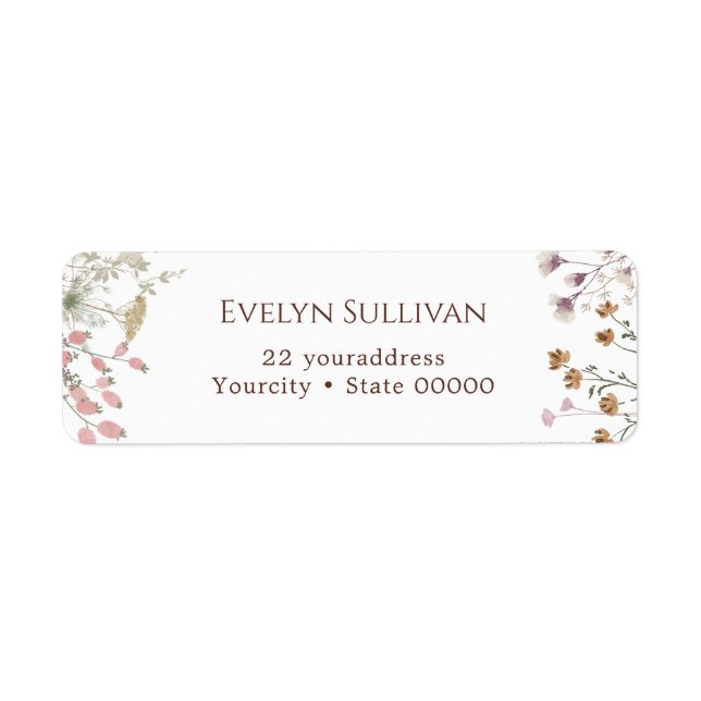 Étiquette d'adresse de retour des fleurs sauvages (Devant)