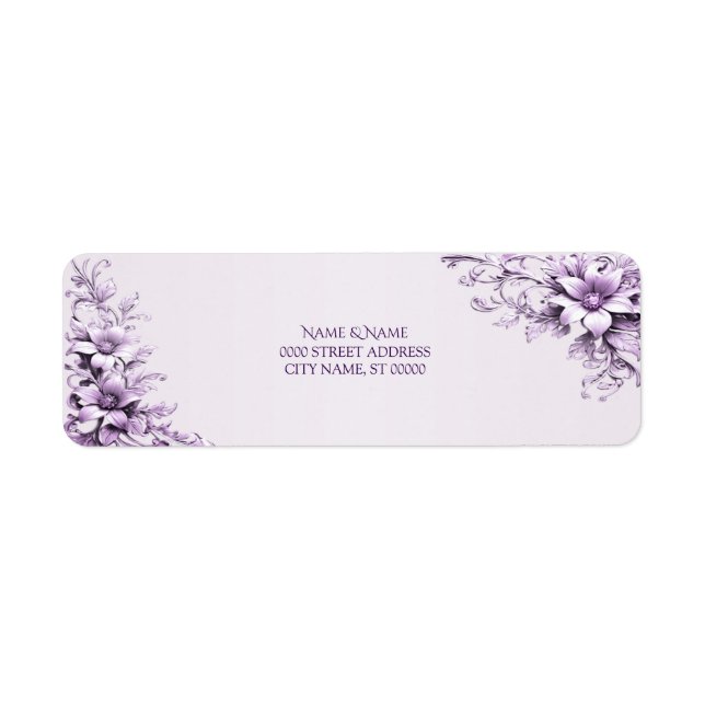 Étiquette d'adresse de retour des fleurs violettes (Devant)