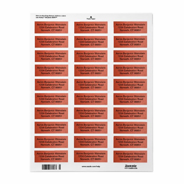 Étiquette d'adresse de retour des orifices (Feuille entière)
