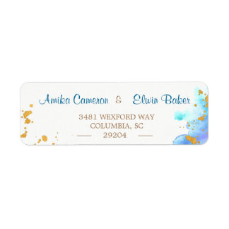 Étiquette d'adresse de retour Dolphin bleu aquarel