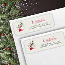 Étiquette d'adresse de retour d'ornement de Noël à