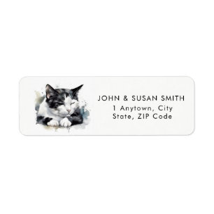 étiquette d'adresse de retour du chat tuxedo