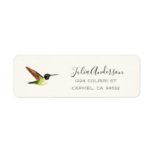 Étiquette d'adresse de retour du colibri d'Anna