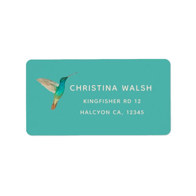 Étiquette d'adresse de retour du colibri Turquoise (Devant)