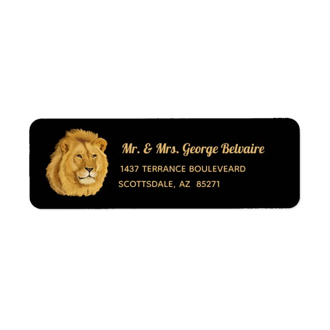 Étiquette d'adresse de retour du lion Majestic (Devant)