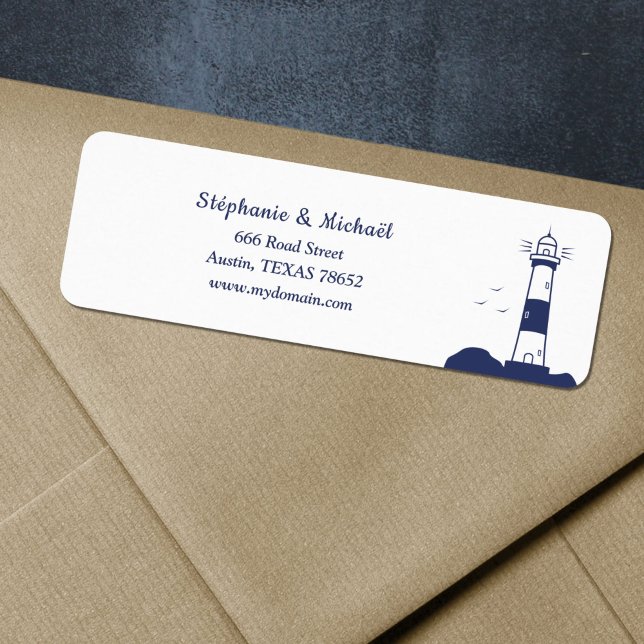 Étiquette d'adresse de retour du Mariage de phare (Lighthouse Wedding Return Address Label)