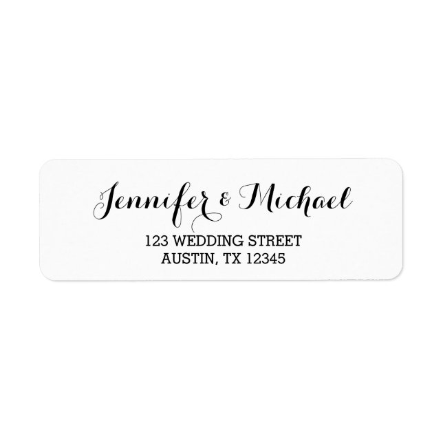 Étiquette d'adresse de retour du Mariage de script (Devant)