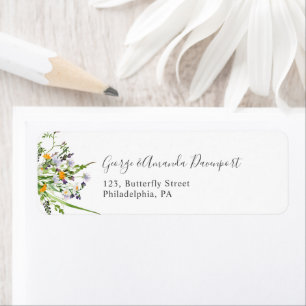Étiquette d'adresse de retour du Mariage Fleur sau