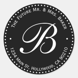 Étiquette d'adresse de retour du Monogramme noir e